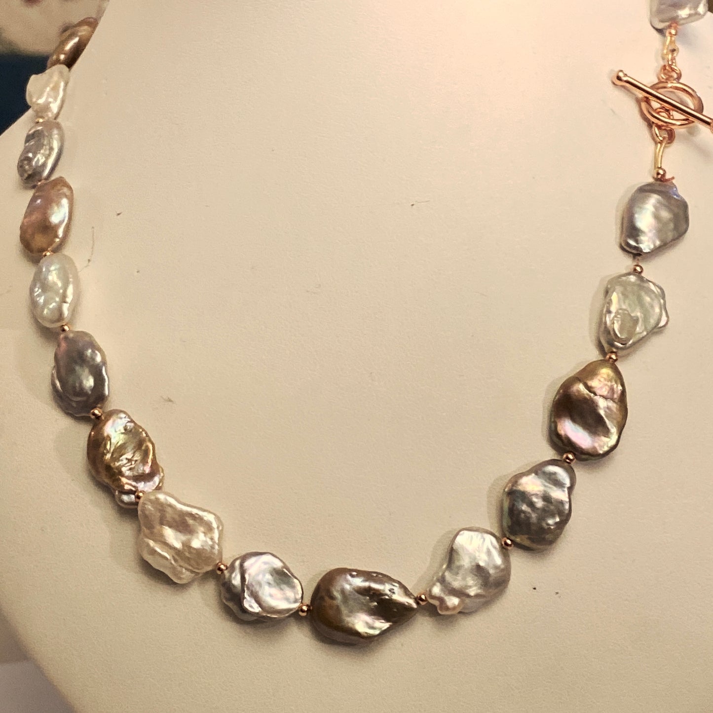 Metallic Keshi pearl necklace