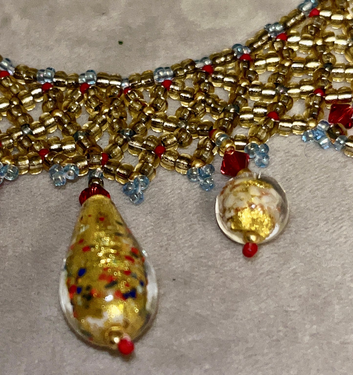 Inspired by  Klimt collar with Swarovski crystals and Murano Glass
