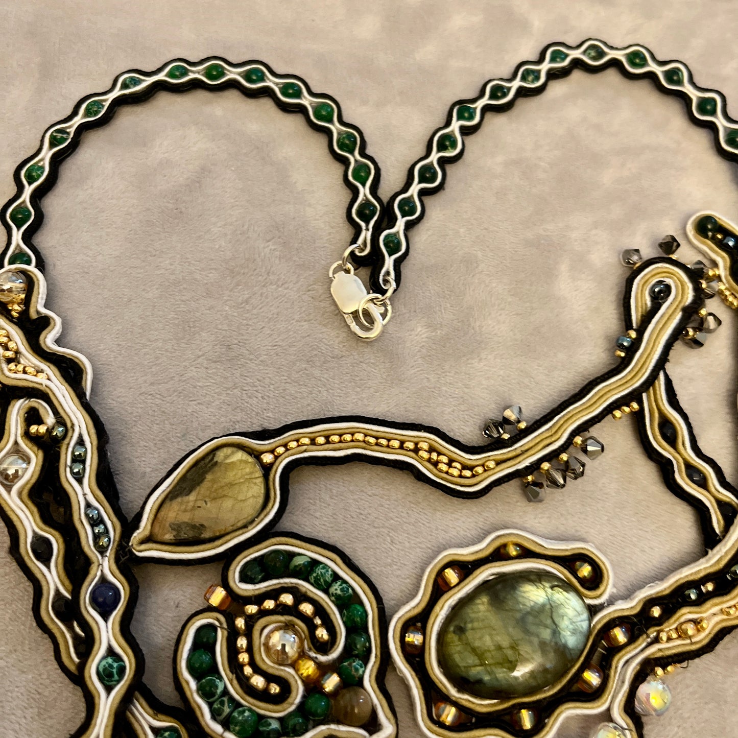 'Sea Creatures' a Soutache and Gemstone  necklace