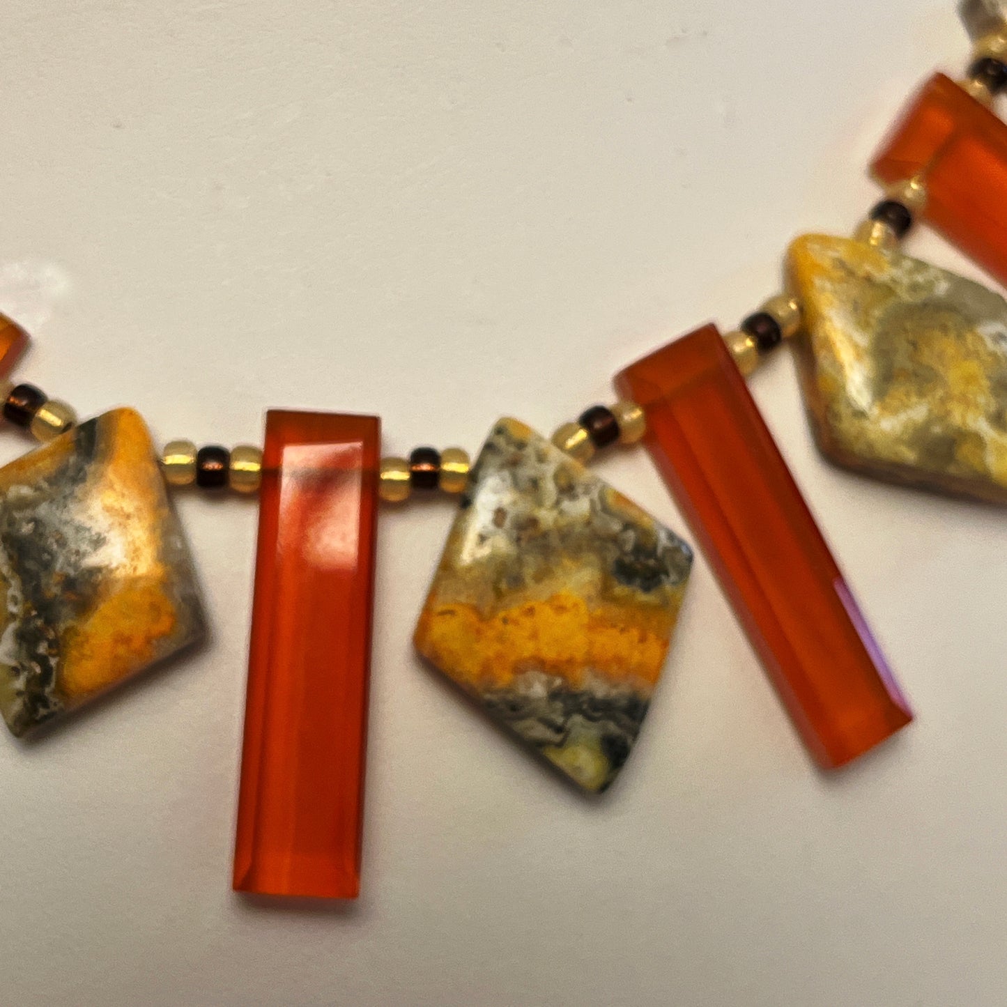 Necklace with Carnelian and Bumble Bee Jasper